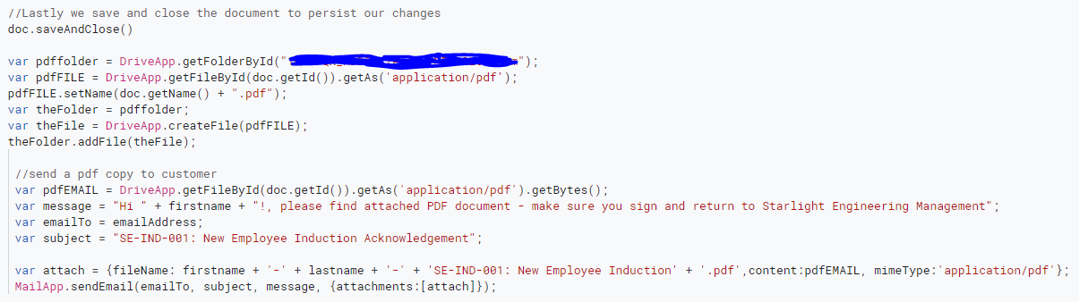 Google App Script Email PDF