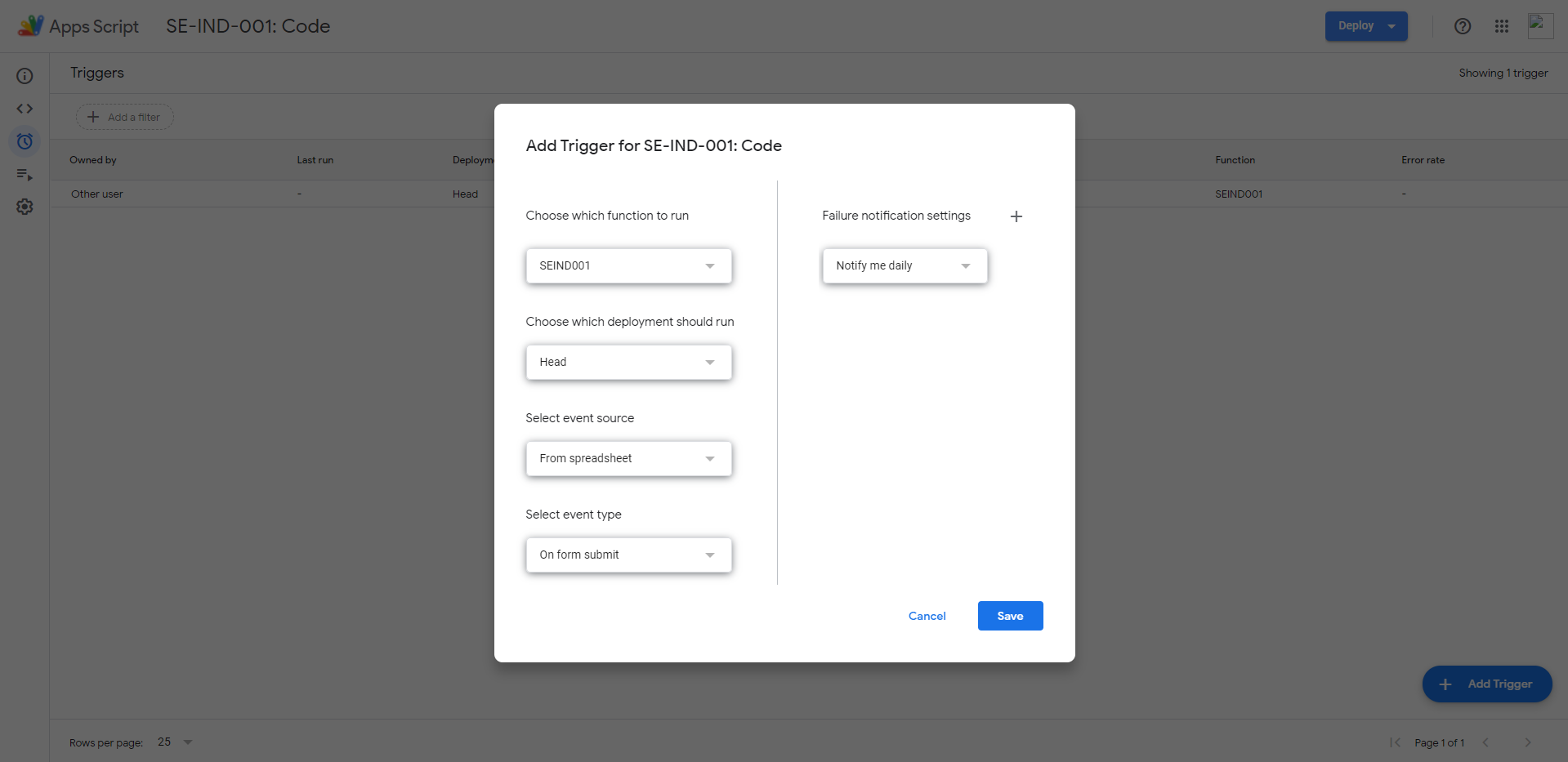 Google App Script Triggers