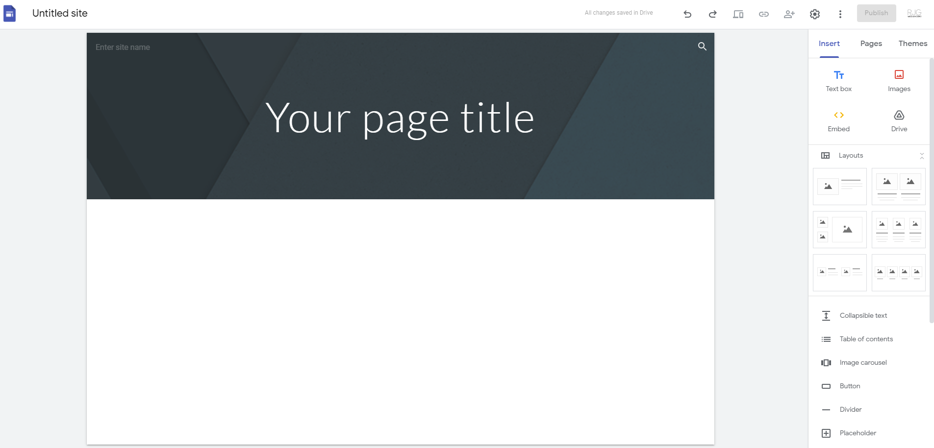 Google Sites Start up Page