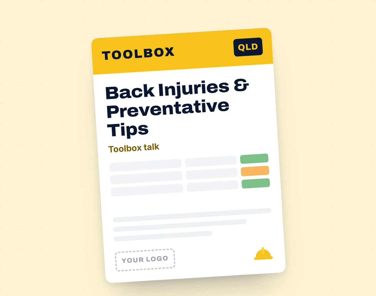 Back Injuries & Preventative Tips Toolbox Meeting Template