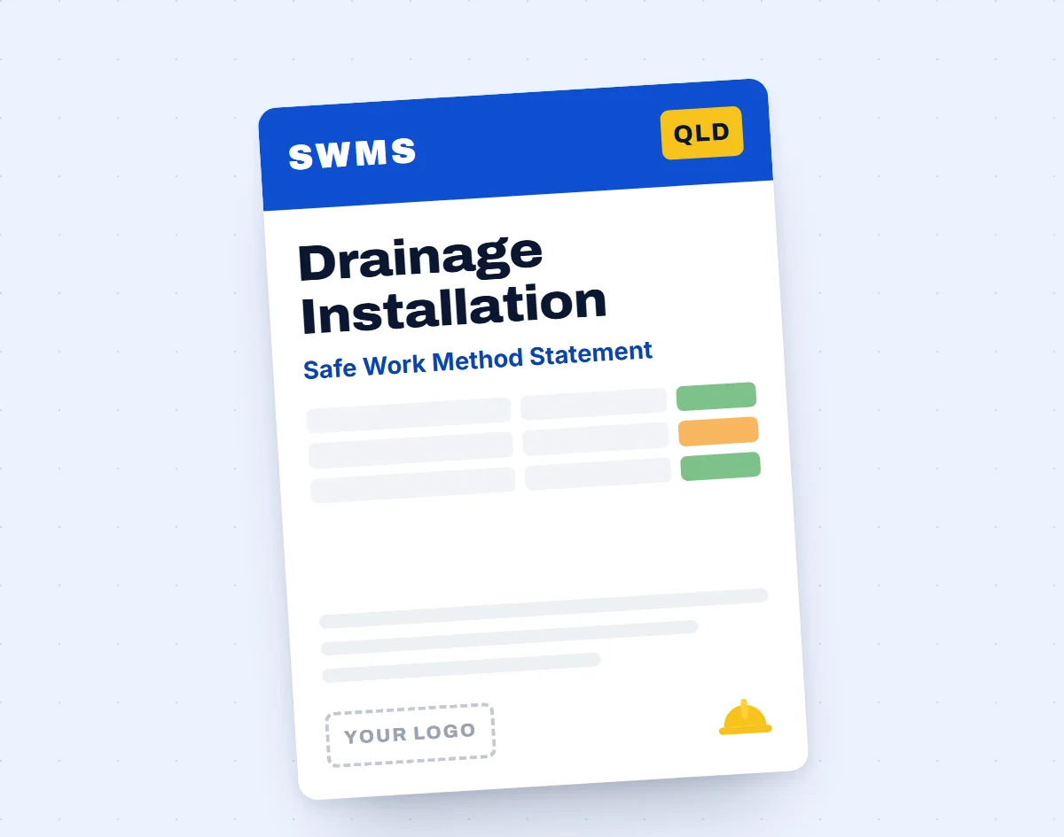 Drainage Installation SWMS template cover