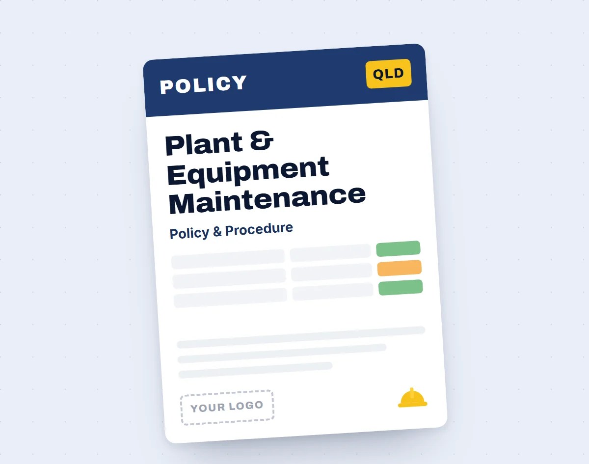 Plant & Equipment Maintenance Policy & Procedure Template