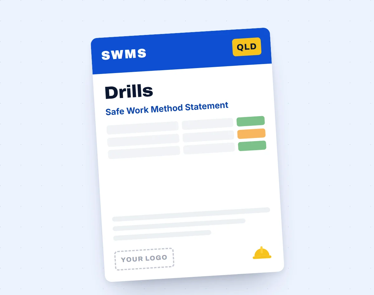 Safe Operation of Drills SWMS template cover
